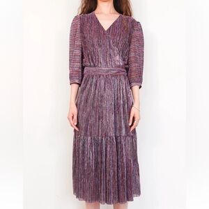 ba&sh Star Metallic Wrap Dress Rose Lady EU 0 US 4